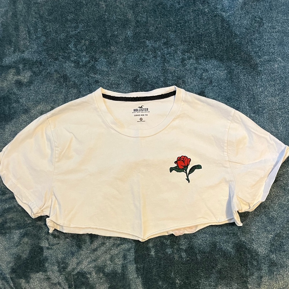 Hollister roses and snakes cropped t shirt size medium